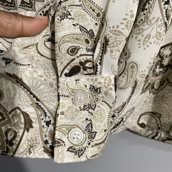 Croft & Barrow Women’s Top XL Brown Paisley Print Autumn Casual Workware Blouse - Picture 7 of 13